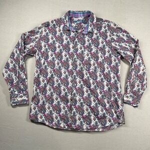 Alan Flusser Shirt Mens XL‎ Paisley Print Preppy Loud Colorful Untuck Cotton